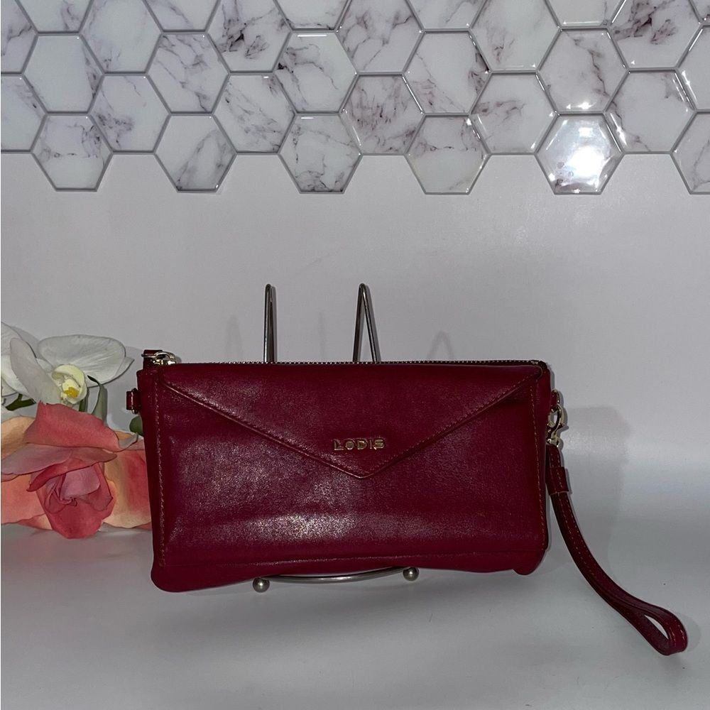 LODIS Women's Red Leather Clutch